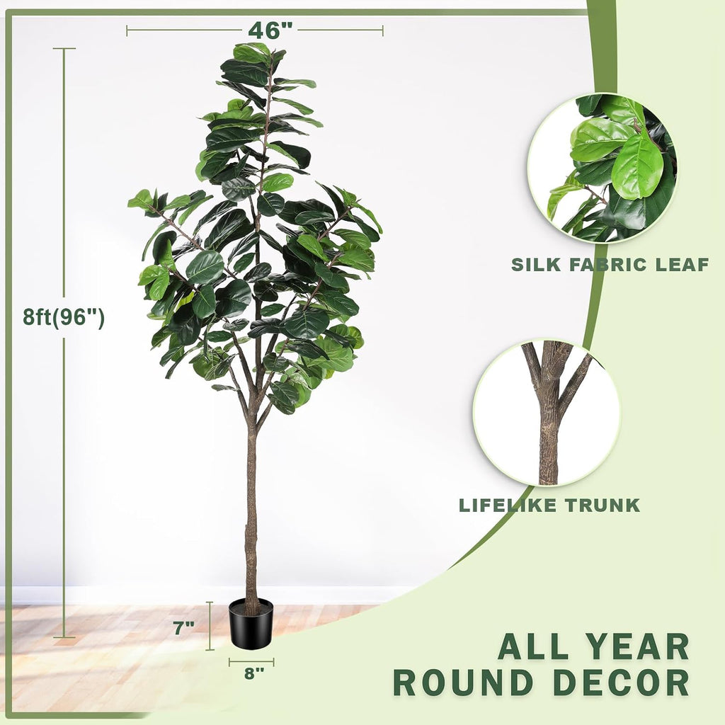 8ft Fiddle Leaf Fig Tree Artificial, Faux Fiddle Leaf Fig Tree
