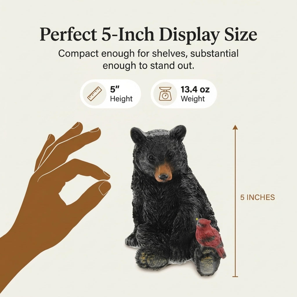 Black Bear and Cardinal Friend Figurine