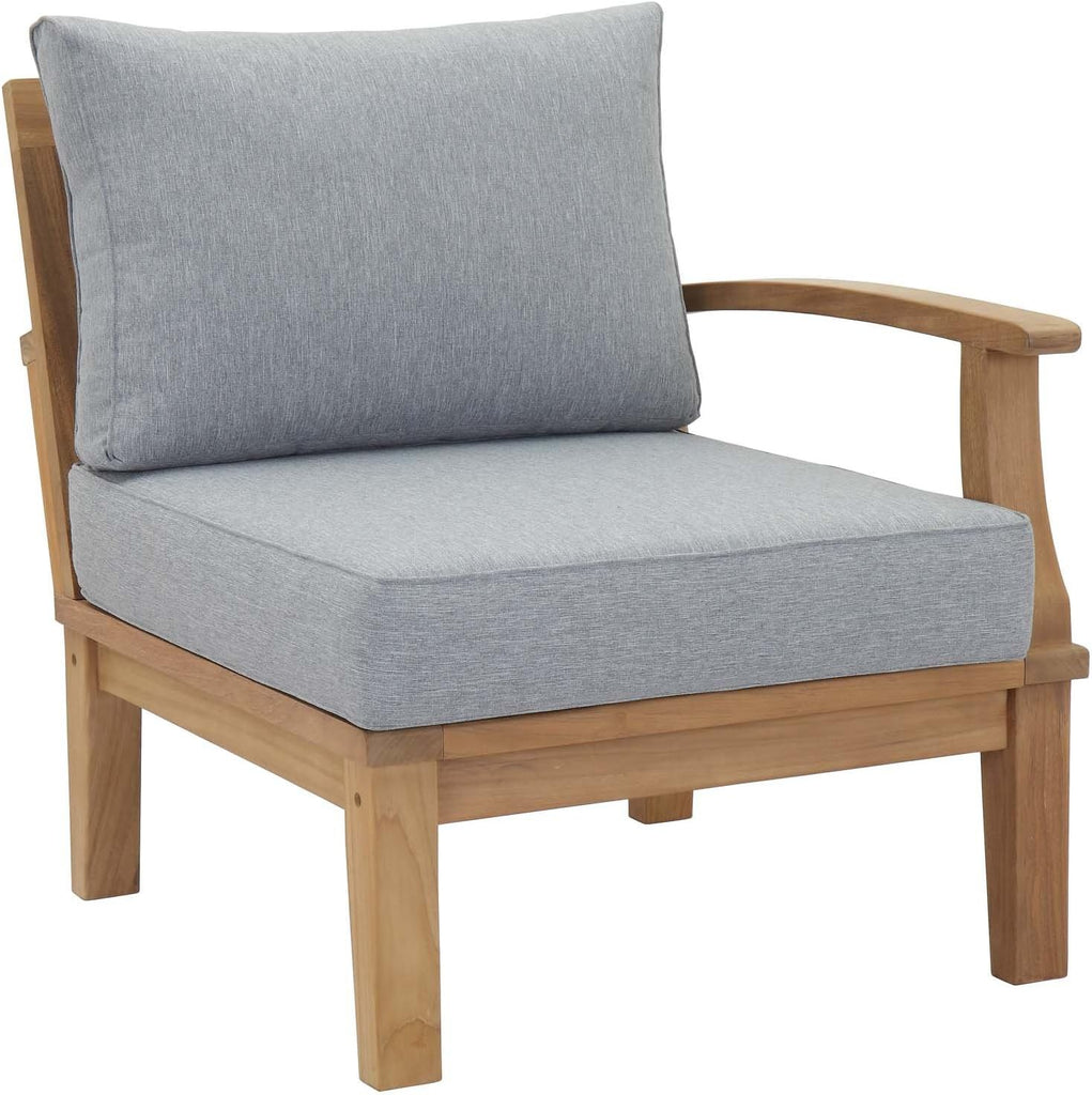Marina Premium Grade A Teak Wood Outdoor Patio Right-Facing Sofa in Natural Gray