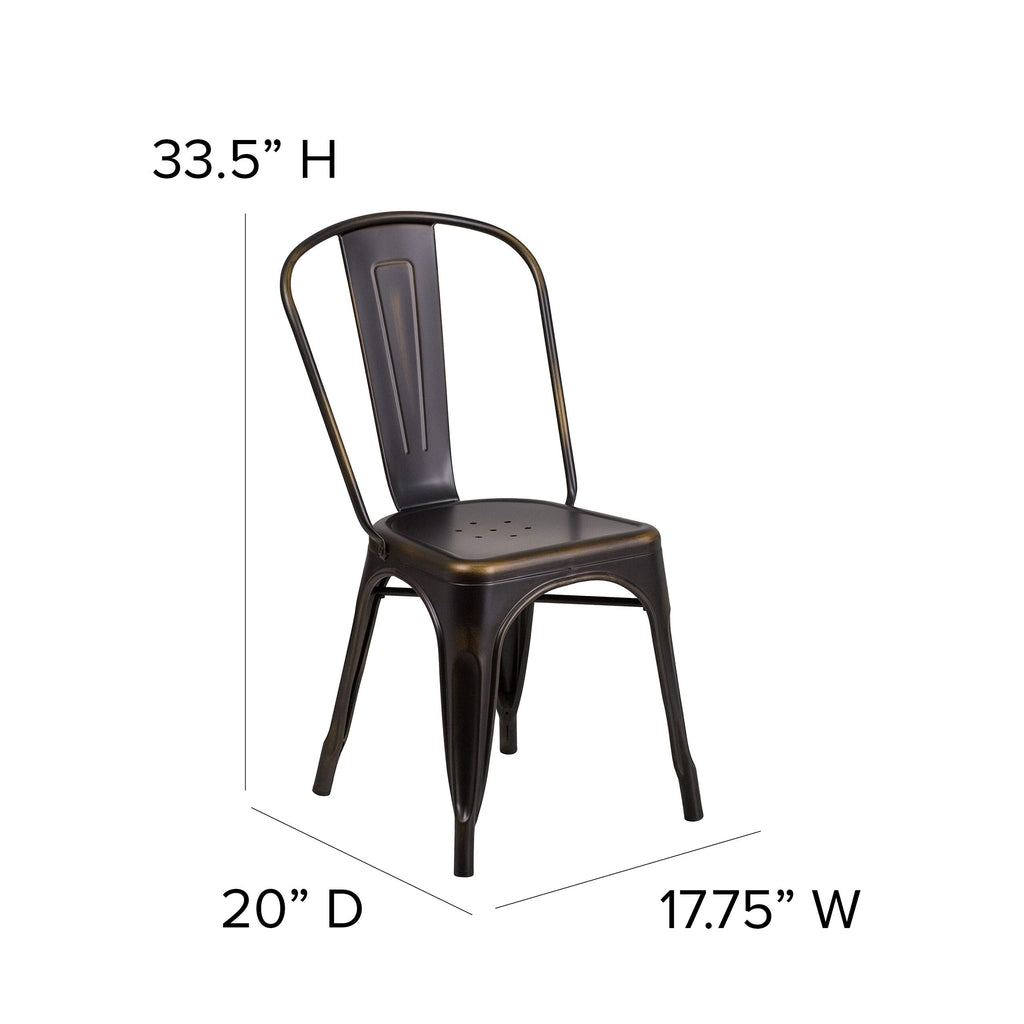 Distressed Copper Metal Indoor/Outdoor Stackable Chair