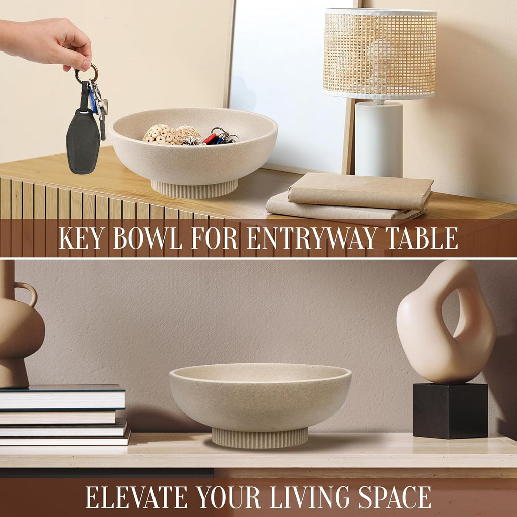 Large Resin Pedestal Decorative Bowl - Modern Handicraft Bowls Decor - Fruit Bowl Counter - Key Bowl Table,Artificial