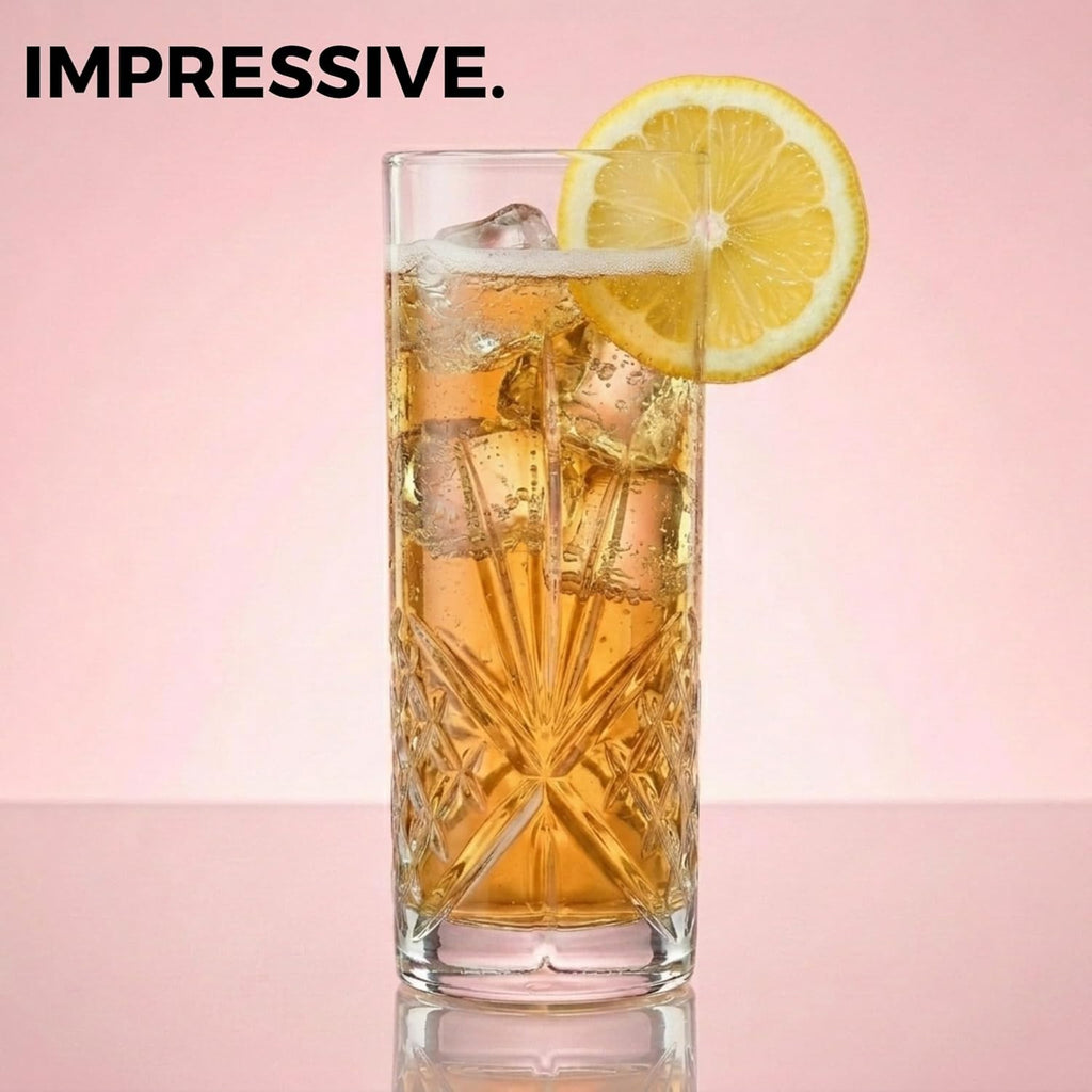 Tall Beverage Glasses Collins All Purpose Drinking Glasses- Dublin Collection, SET OF 4