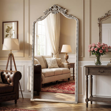 81x41 Inch Silver Arched Full Length Floor Mirror