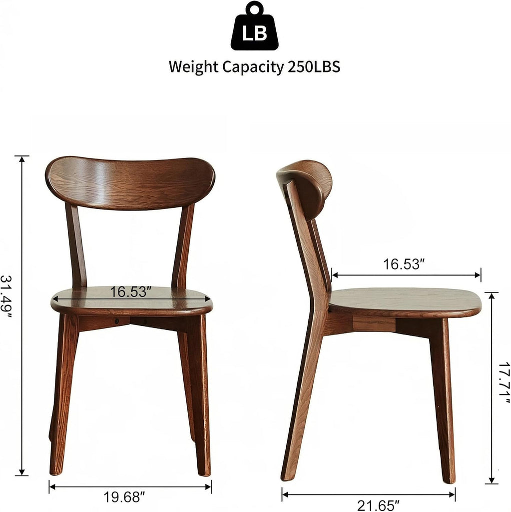 100% Solid Wood Dining Chairs,Mid Century Modern Dining Chairs with Rounded Backrest,Kitchen,Dining Room Chairs Set