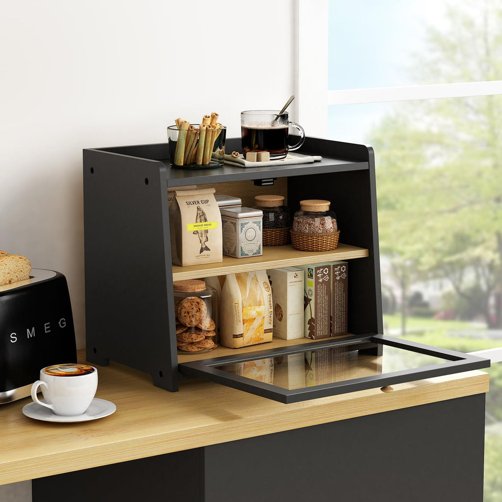 Countertop, 2 Tier Large Breadbox Modern Black