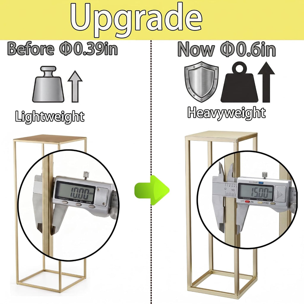 Gold Plant Stand Indoor Pack of 2, No Assembly Required Metal Pedestal Flower Stand, Upgraded 0.6" Heavy Duty Column