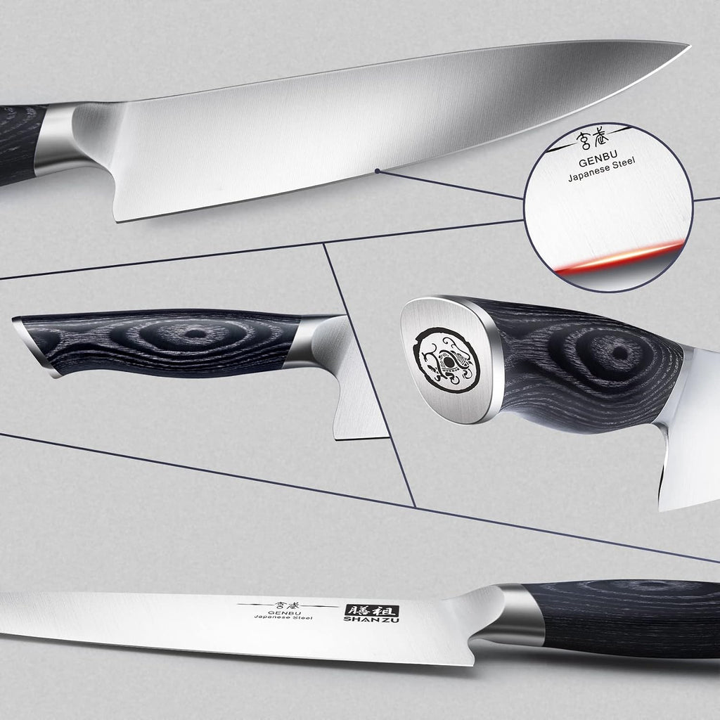 Knife Sets with Block, Knife Block Set, Japanese Super Steel Kitchen Knife Sets with Removable Block & K133 Ergonomic