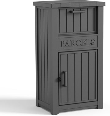 Large Package Delivery Boxes Waterproof Parcel Drop Storage Box UV Resistant Resin Lockable Secure Porch Patio (Black-2)