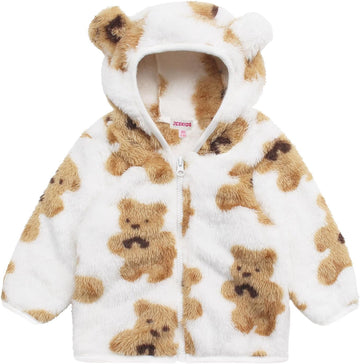 Toddler Girls Boys Fleece Hoody Jacket Zip Up Teddy Coat Warm Winter Outwear