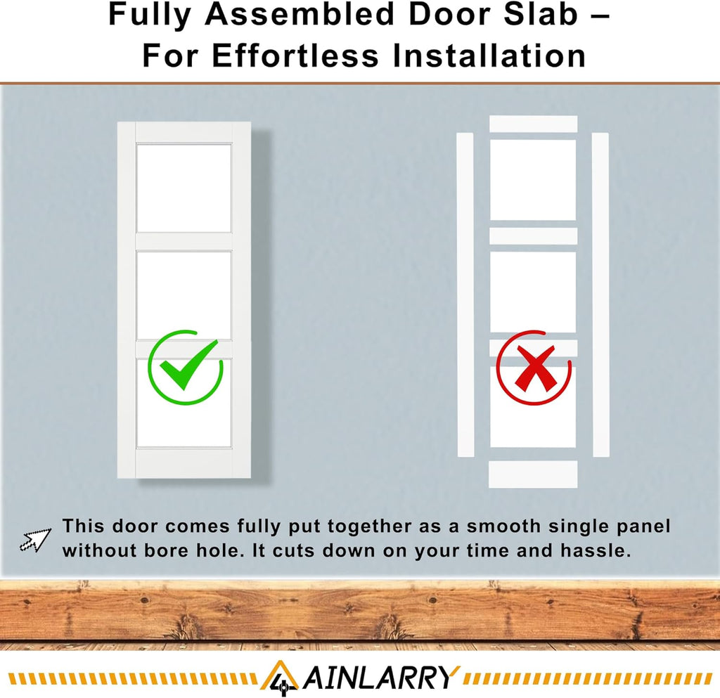 24'' x 80'' 6-Panel Wood Door, Natural Solid Pine Interior Door Slab, Arch Top, Solid Core Wooden Panel w/o Hardware, Prehung Jamb or Borehole, Pantry Doors, Single French Slab, Bedroom Door