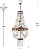 12-Light French Empire Crystal Chandelier, 60.5"H Bronze Rustic Farmhouse Light Fixture, Adjustable High Ceiling Chandelier for Dining Room,Living Room,Foyer,Entryway,Staircase,Hallway, 28"W A108-B0D17JKKGL