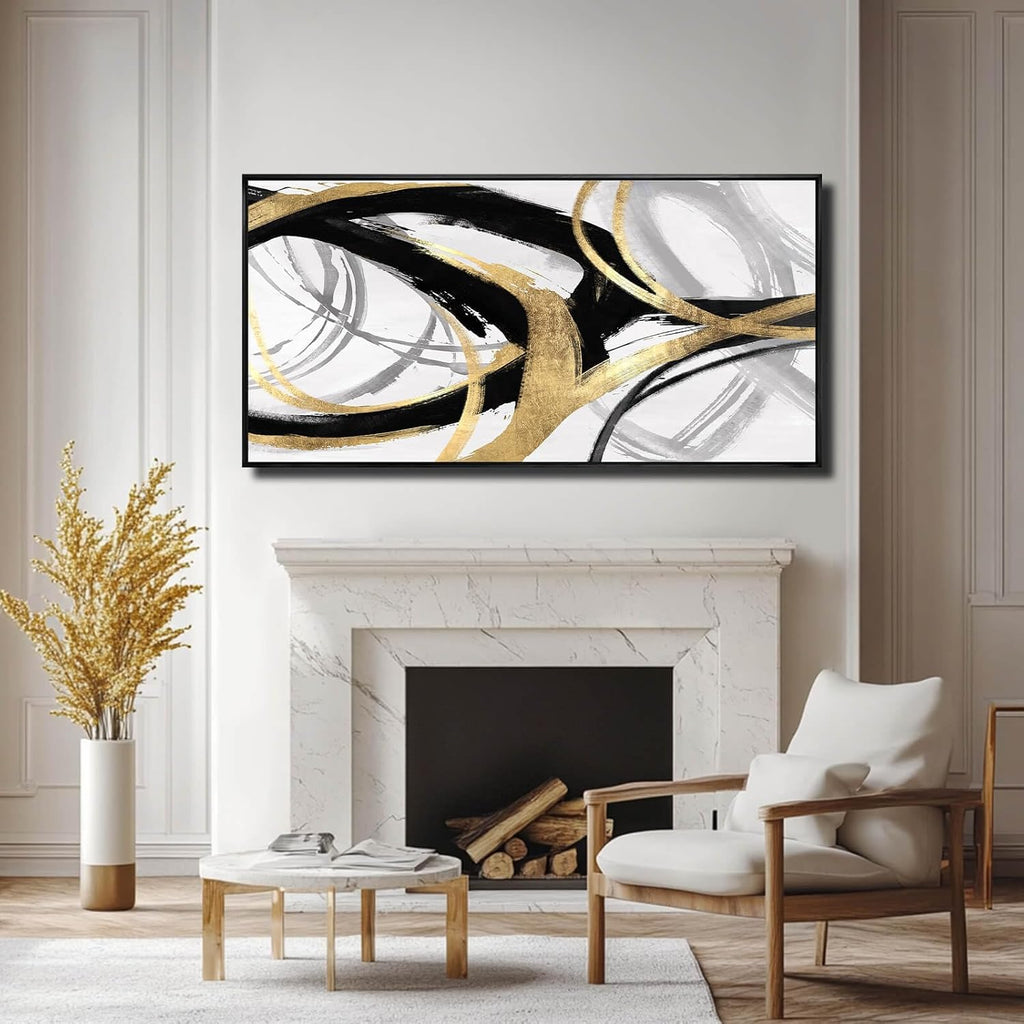 Large Canvas Wall Art Room Decor Framed Wall Art Abstract Line Paintings Home Decoration for Living Bedroom Office