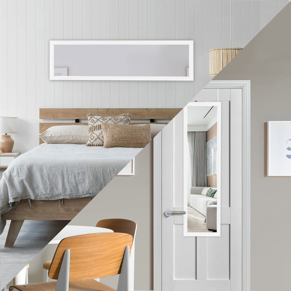 Over The Door Mirror Wall Mirror Dressing Make Up Full Length Hanging Door Mirror Polystyrene Frame and More(White