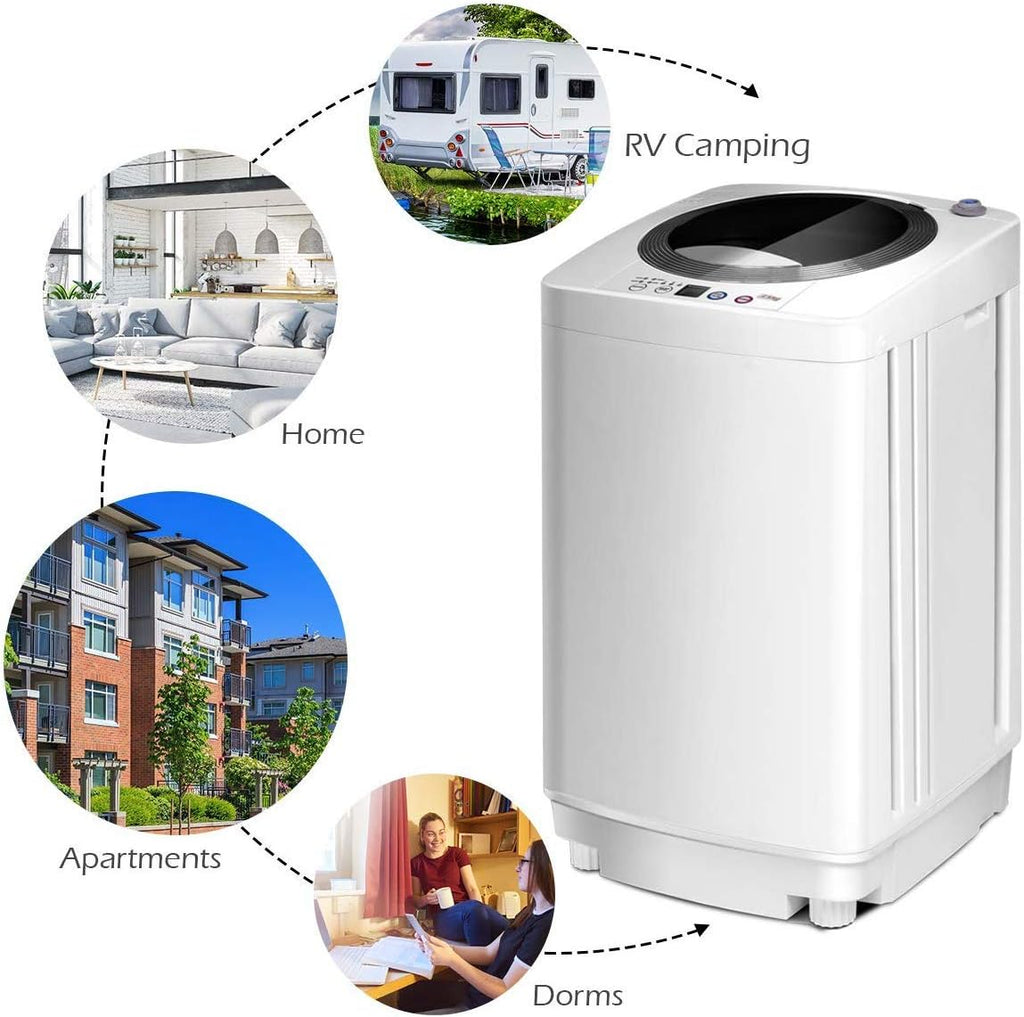 Portable Washing Machine, Full Automatic Washer and Dryer Combo, with Built-in Pump Drain 8 LBS Capacity Compact