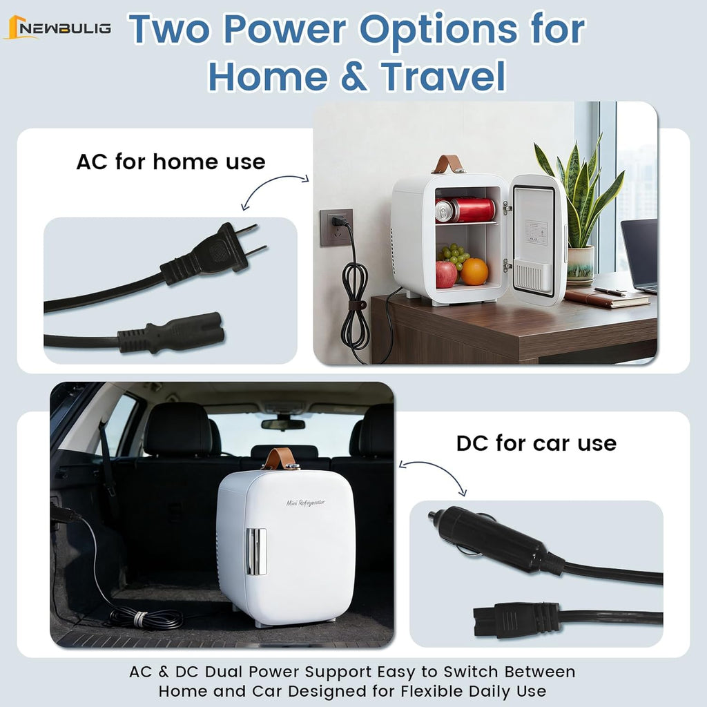 Mini Fridge for Bedroom, Office & Car, Portable 4L/4.23QT Mini Refrigerator for Skincare with Handle, Ultra-Quiet