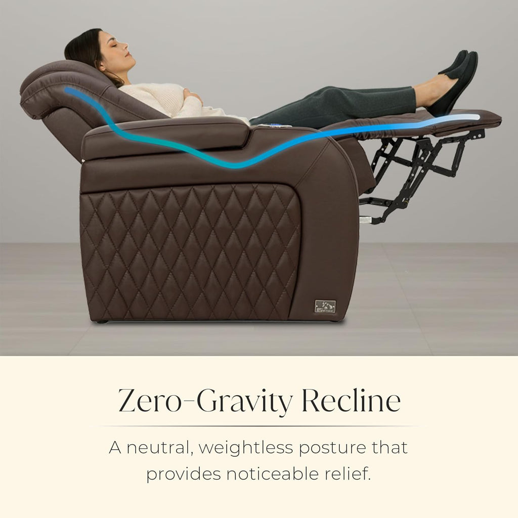 Diamante Zero-Gravity CoolZero Italian Leather Home Theater Seating, Power Headrest, Power Recline, Single Recliner
