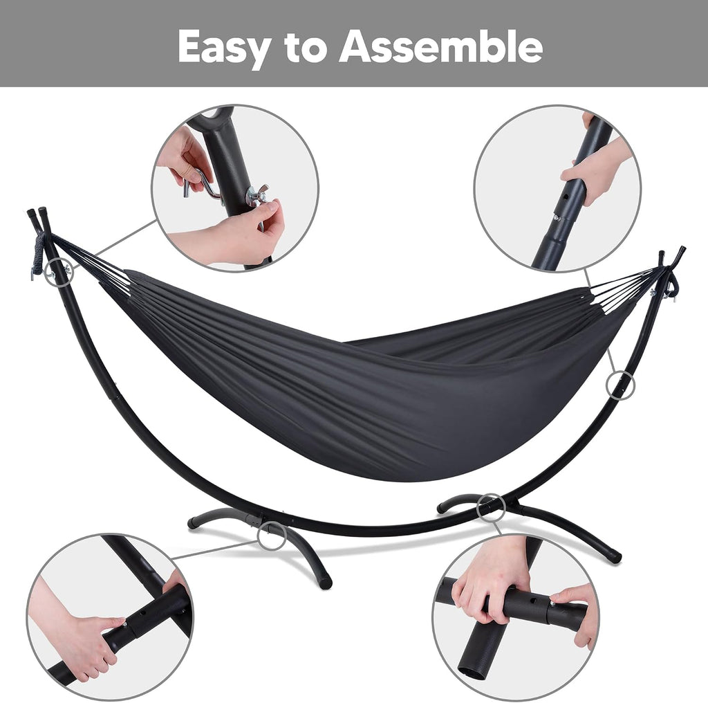 Hammocks Standing Patio Hammock, Portable Hammock with Stand Foldable, Dark Gray