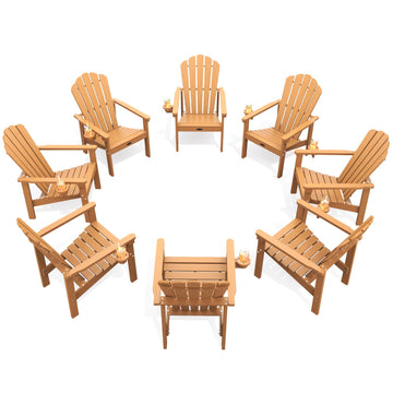 Stackable Adirondack Chair Set of 8, HDPE All-Weather Fire Pit Chair