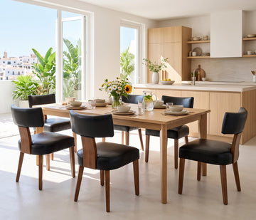 Mid Century Modern Dining Chairs Set of 6 PU Leather Upholstered Side Chairs, Modern Kitchen Armless Parson Chairs