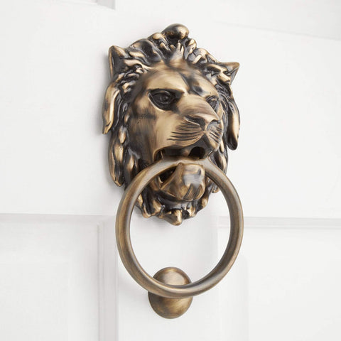 9-3/4" x 5-1/8" Large Solid Brass Lion Door Knocker