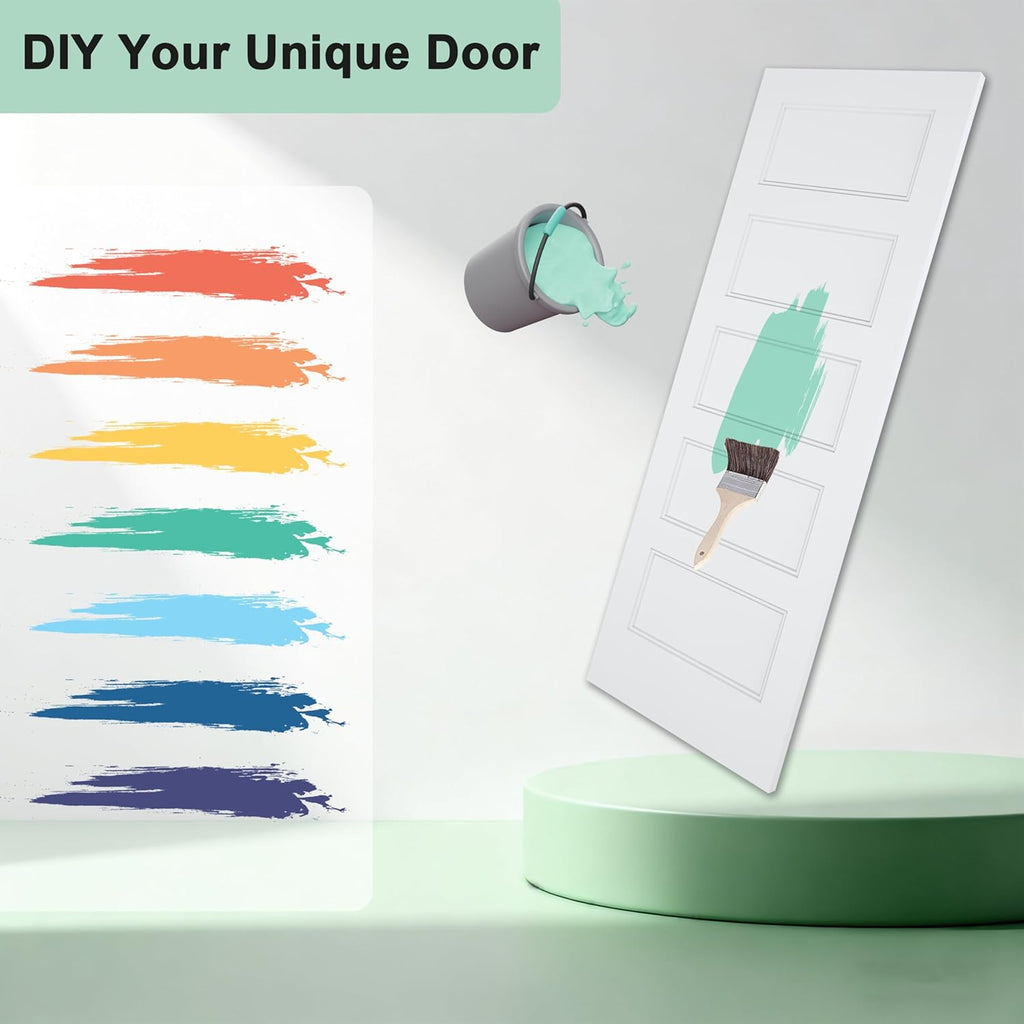 36"x80" 5-Panel Shaker Style White Primed Hollow Core Interior Molded Door Slab, NOT Pre-drilled and NOT Included Hardware, Pre-Assembled Interior Door for Pantry, Laundry, Closet