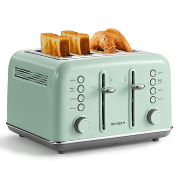 4-Slice Toaster, 7 Shade Settings, 1.5" Wide Slots, Green