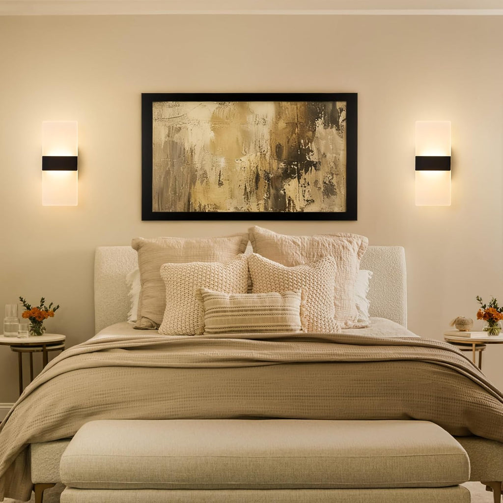 Modern LED Wall Sconces Set of Two, Dimmable Indoor Wall Lights, 5CCT 2700K-5000K Adjustable, Hardwired Acrylic Wall