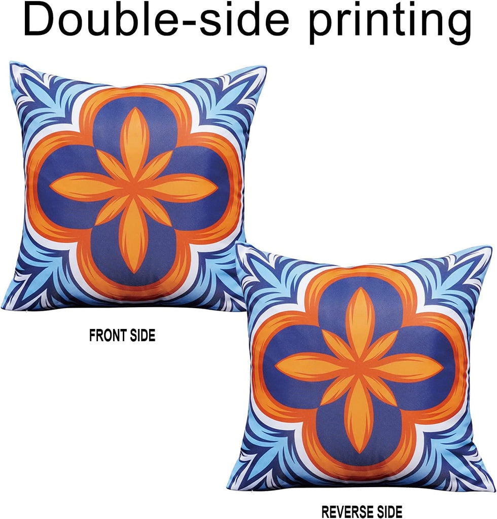 Outdoor Pillow Covers Waterproof Set of 4 Floral Boho Decorative Throw Cushion Cover Farmhouse Pillows for Bench