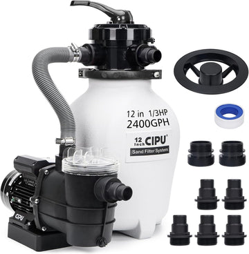 12-inch Sand Filter Pump System Handy 4-Way Valve for Above Ground Swimming Pools with Prefilter Pool Pump 115V