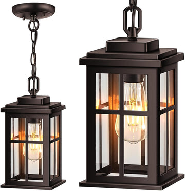 Bronze Hanging Porch Light, Modern Outdoor Pendant Lights for Porch