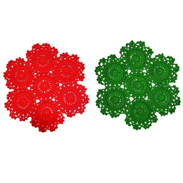 2 PCS 9 inches to 10 inches Lace Doilies 7 Small Flower Connected Crochet Coasters Table Place Mats Halloween