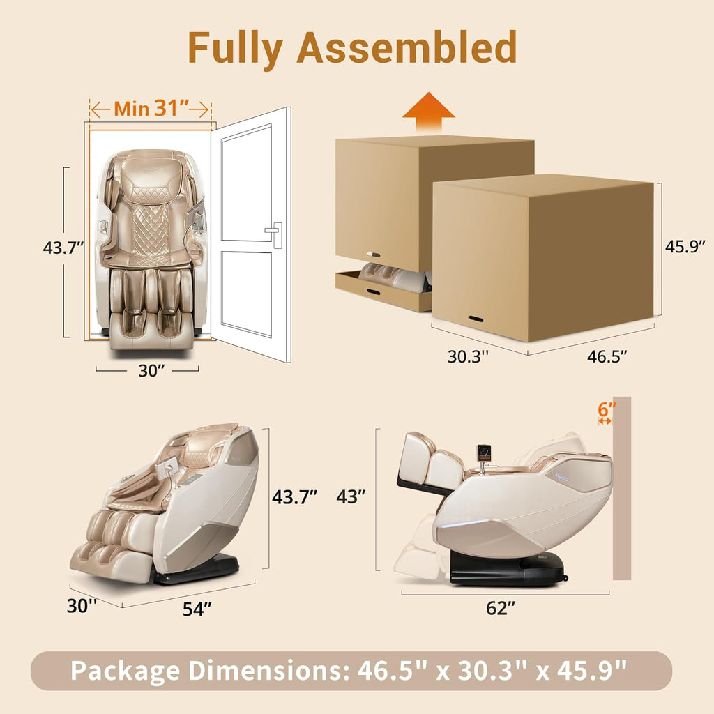Massage Chair Full Body with Heat, Zero Gravity SL-Track 3D Massage Chairs with Thai Stretching, 12 Modes,12 Massage