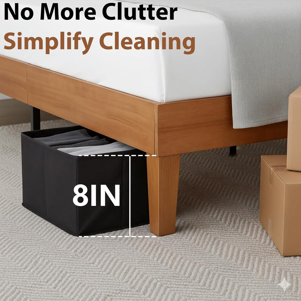 Solid Wood Bed Frame - King Mattress Foundation with Headboard