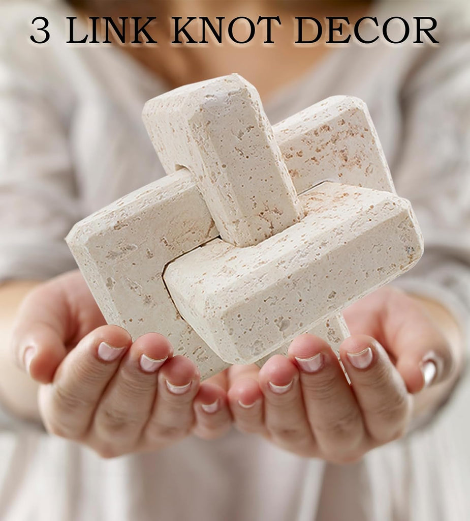 3 Link Knot Sculpture Decor for Coffee Table, Resin Knot Statues Home Decor for Shelf, Modern Style Boho Figurine