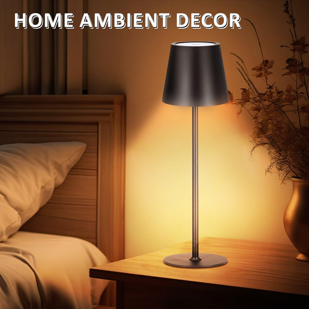 12 Pack Cordless Table Lamp Portable Rechargeable Lamp, Black