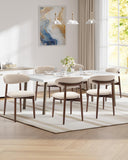 Dining Room Chairs Set of 2, Upholstered Farmhouse Dining Chairs with Solid Wood Legs and Fabric Seat for Kitchen or Dining Room, Beige