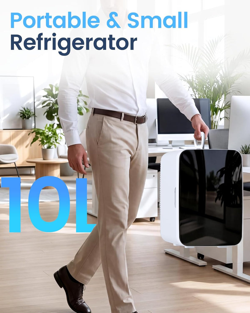 10L Compact Mini Fridge, Portable Small Refrigerator, Small Cosmetics Cooler, 2.6 Gal Mini Fridge with AC/DC Adapters