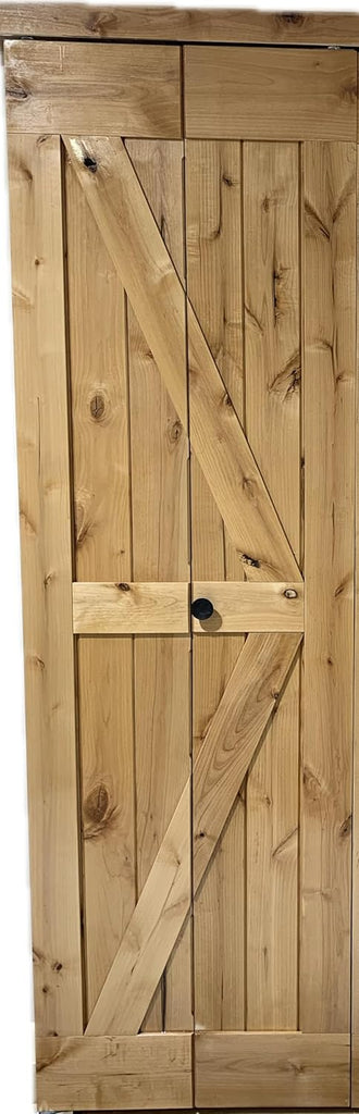 25.5 x 84 High Gloss Finished Rustic Alder Solid Wood Bifold Barn Door Assembled bi-fold barn Door R