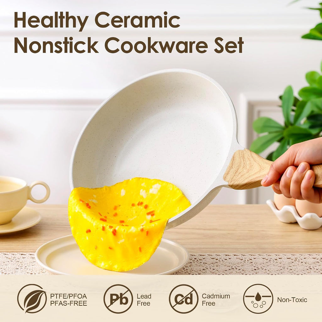 23 PCS Nonstick Ceramic Cookware Set, PFAS/PFOA Free, Induction | Non Toxic Pots and Pans, Healthy Kitchen & Home