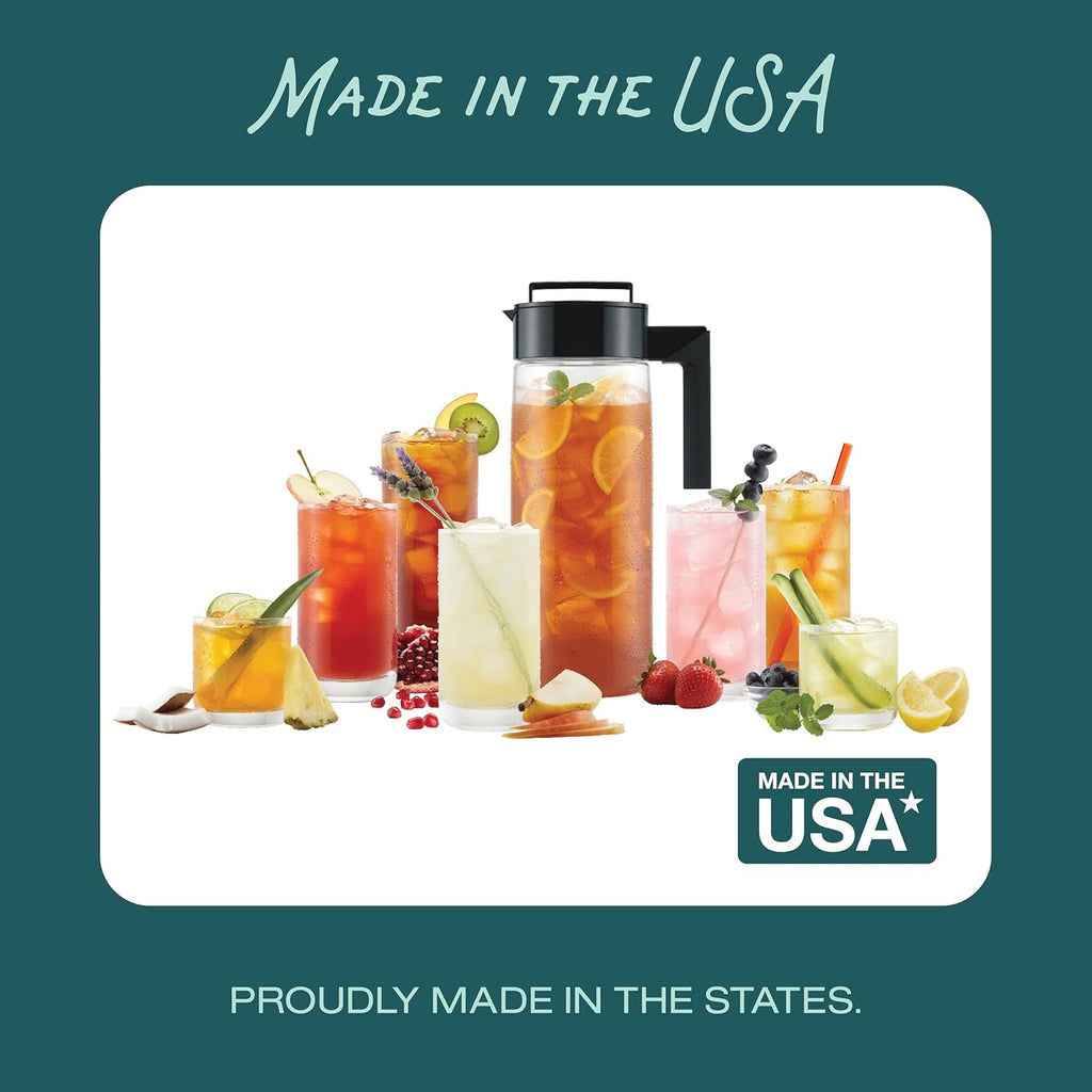 Airtight Pitcher - Durable BPA-Free Eastman Tritan Odor/Stain-Resistant Leakproof Lid for Iced Tea/Water Easy-Grip