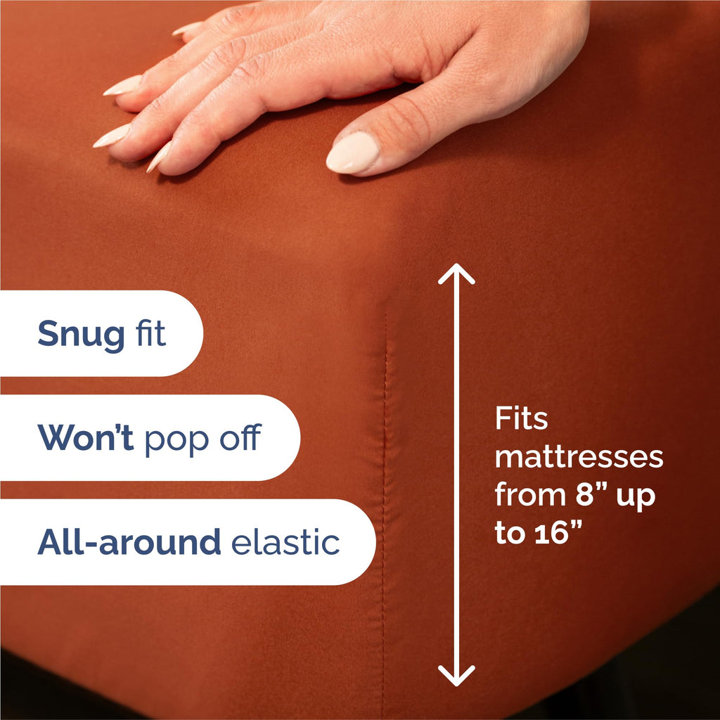 CGK King 6pc Bed Sheet Set - Breathable & Cooling - Terracotta