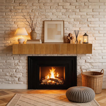 Fireplace Mantel Shelf 72", Wood Fluted Solid Wood Floating Mantel for Over Fireplace, Handcrafted Rustic Farmhouse