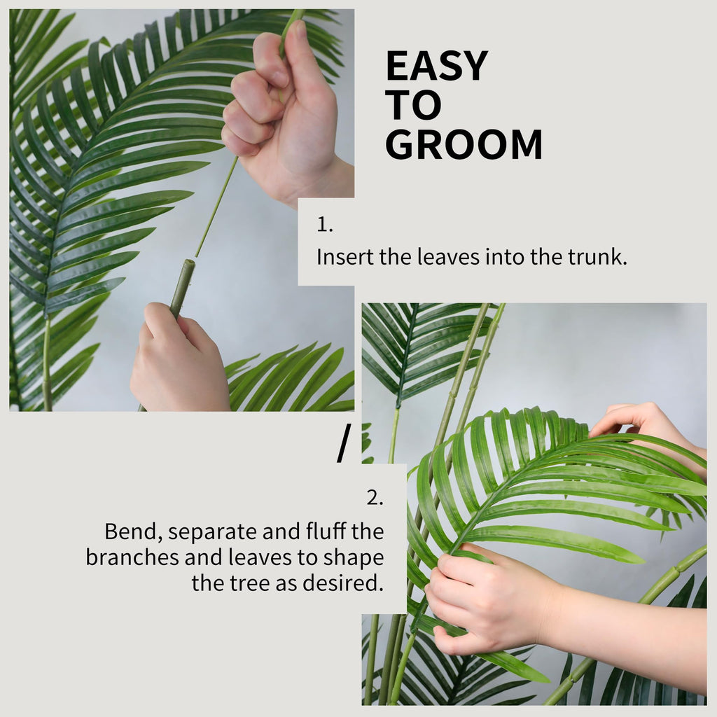 Garden 82in 2-Pack Artificial Areca Palm Tree in Pot, 7ft Fake Cane Palm Silk Plant Indoor Outdoor, Dypsis Lutescens