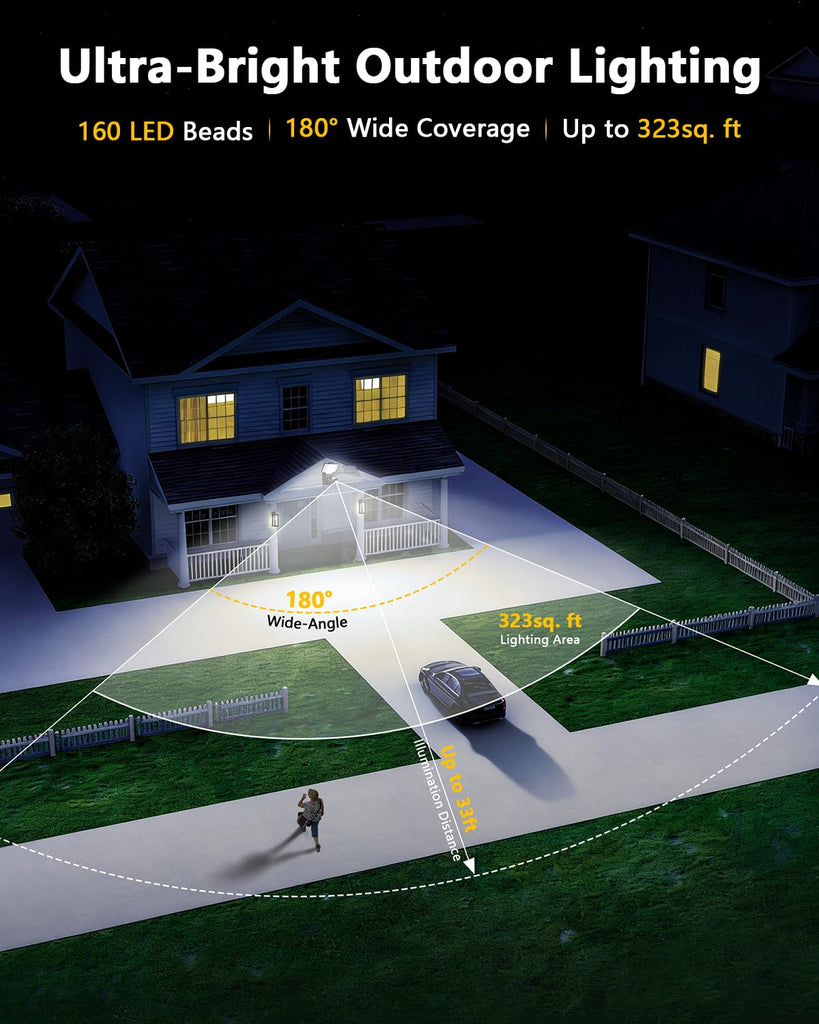 Solar Floodlight Security Camera Outdoor Wireless, 4MP HD 3-in-1