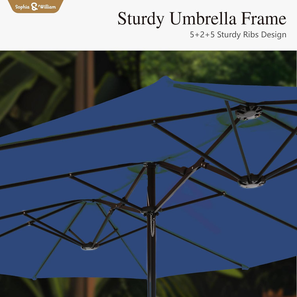 15 ft Extra Large Patio Umbrella with Base Included, Rectangular Outdoor Umbrella Heavy Duty