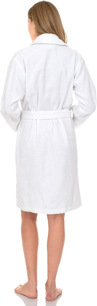 Women's Robe, 100% Cotton Short Terry Shawl Bathrobe