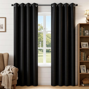 Blackout Curtains 84 Inch - Black Out Curtains with Grommets Thermal Insulated Room Darkening Light Blocking, Noise