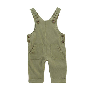 Toddler Kids Baby Boy Girl Corduroy Bib Overalls Suspender Pants Solid Straps Trousers Halter Jumpsuit with Pocket