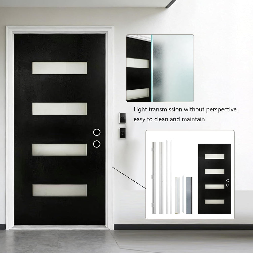 Modern 36 x 80 Fiberglass Entry Door with Frosted Glass, Contemporary Front Door for Home, Sturdy Pre-Hung Fiberglass