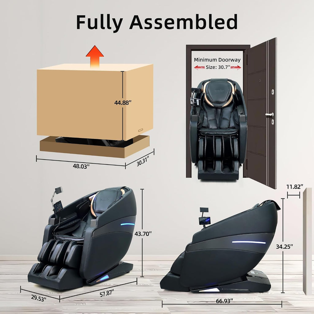 4D Massage Chair Full Body Extended SL-Track Zero Gravity Shiatsu Recliner | 3-Zone Heat,Foot Rollers,Thai